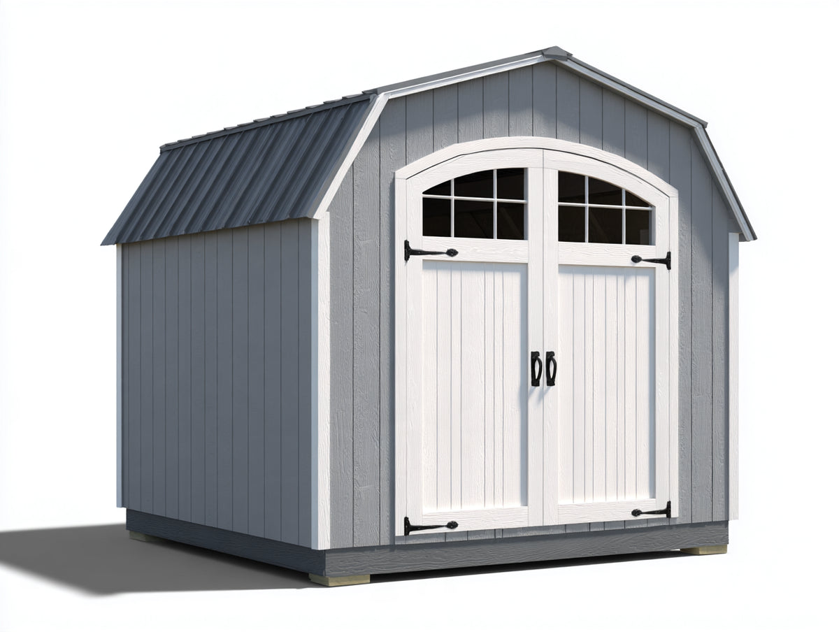 Abri de jardin - Bois - 250x195x235 cm - Gris-Blanc - Style grange