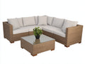 Canapé de jardin - rotin-tissu - 238 x 238 x 80 cm - beige-blanc cassé - style moderne naturel