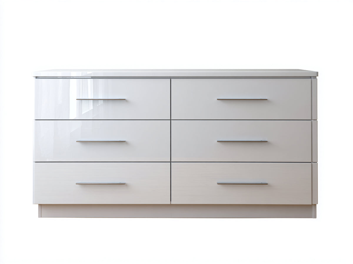 Commode - Bois - 154x41x79 cm - Blanc brillant - Moderne