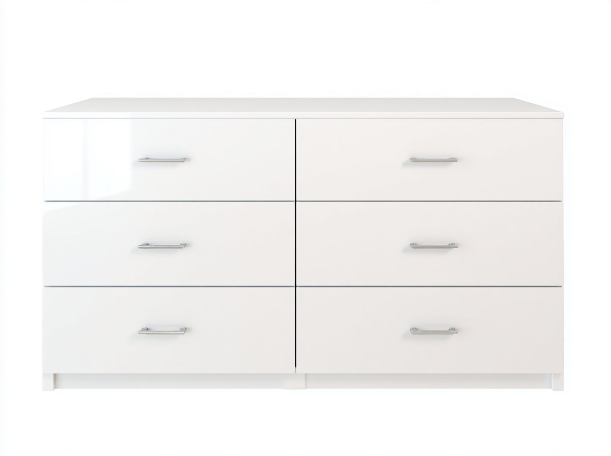 Commode - Bois - 151x41x80 cm - Blanc brillant - Contemporain minimaliste