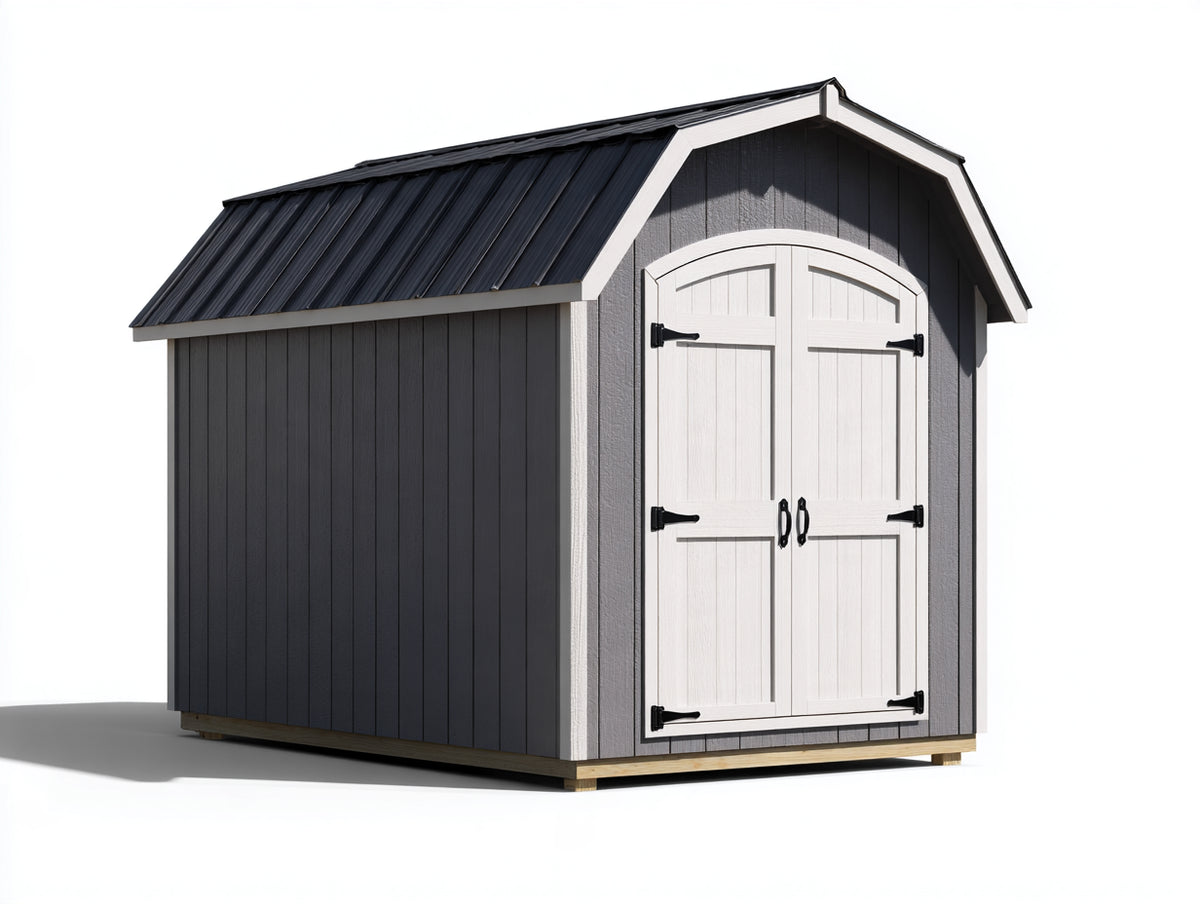 Abri de jardin - Bois - 210x155x230 cm - Gris anthracite-Blanc-Noir - Style grange