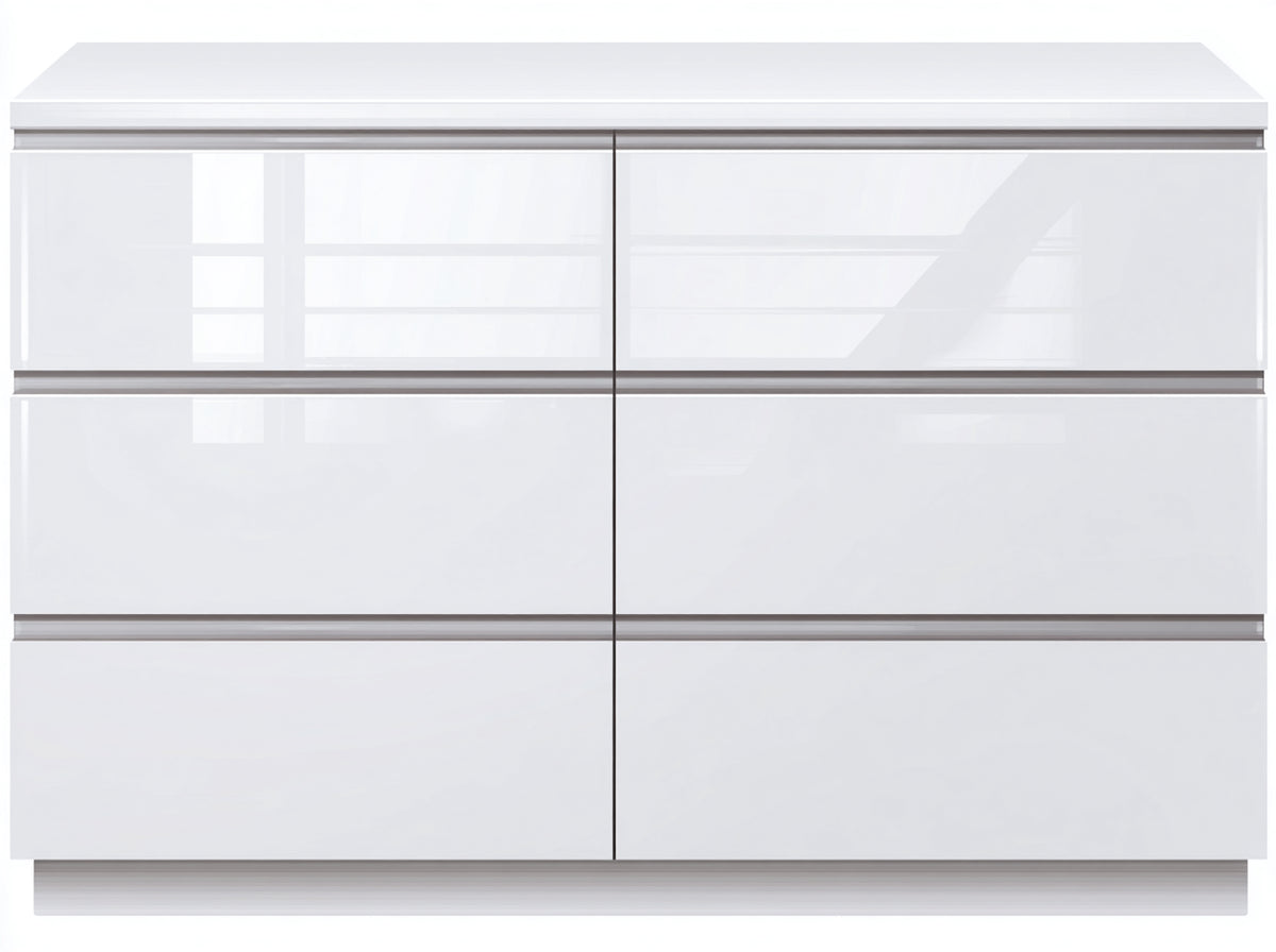 Commode - Bois - 154x40x78 cm - Blanc brillant - Minimaliste