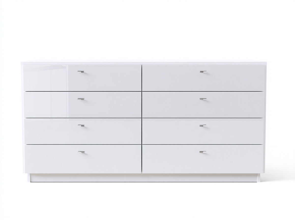 Commode - Bois - 160x40x78 cm - Blanc brillant - Moderne