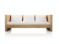 Canapé de jardin - bois-tissu - 202 x 80 x 79 cm - naturel-blanc cassé - style minimaliste architectural