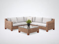 Canapé de jardin - rotin-tissu - 232 x 232 x 78 cm - marron clair-gris clair - style contemporain tressé