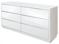 Commode - Bois - 160x41x79 cm - Blanc brillant - Moderne épuré