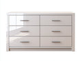 Commode - Bois - 152x42x82 cm - Blanc brillant - Contemporain élégant