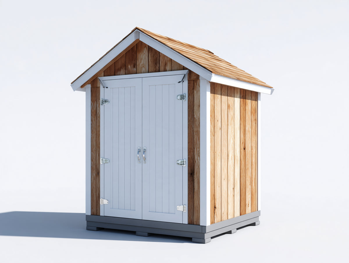 Abri de jardin - Bois - 165x120x215 cm - Bois naturel-Blanc-Gris - Style rustique
