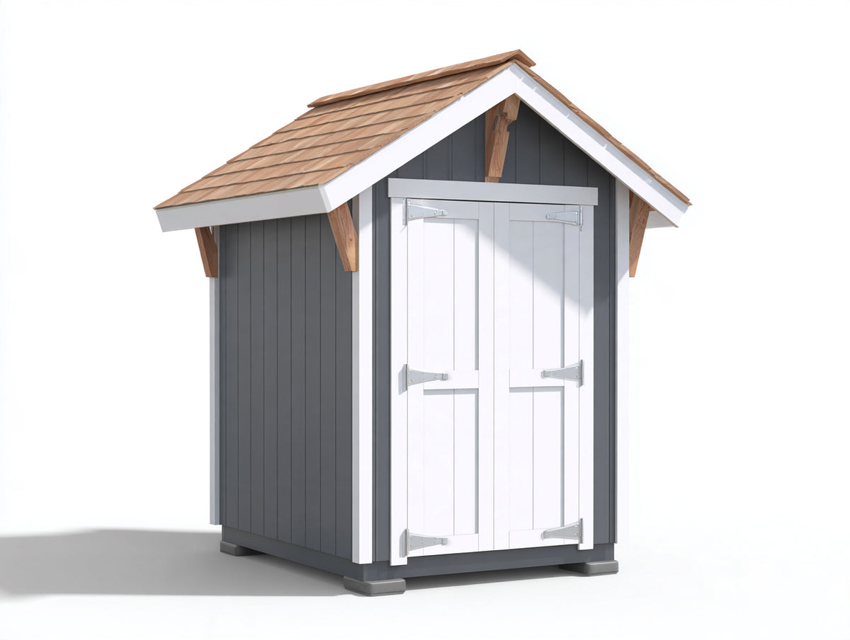 Abri de jardin - Bois - 170x125x225 cm - Gris anthracite-Blanc-Bois naturel - Style cottage