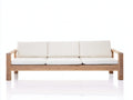 Canapé de jardin - bois-tissu - 210 x 83 x 78 cm - naturel-blanc cassé - style contemporain ouvert