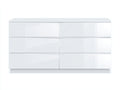 Commode - Bois - 157x40x77 cm - Blanc brillant - Minimaliste