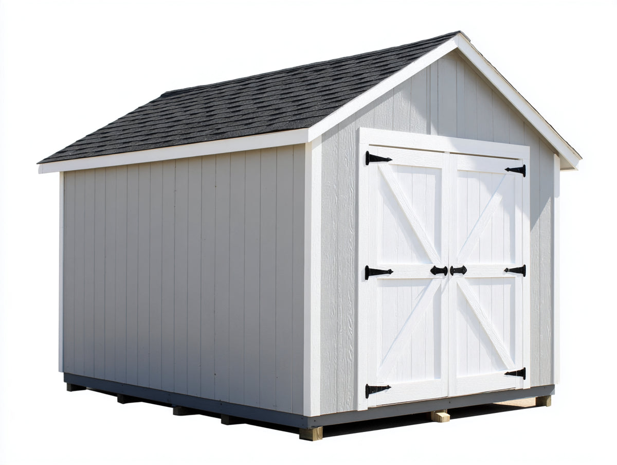 Abri de jardin - Bois - 305 x 244 x 256 cm - Gris clair-Blanc-Noir - Style traditionnel