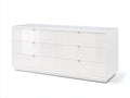 Commode - Bois - 160x43x78 cm - Blanc brillant - Classique contemporain