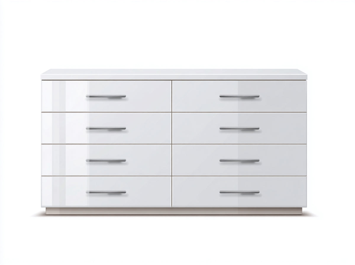 Commode - Bois - 158x41x80 cm - Blanc brillant - Moderne