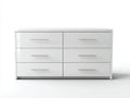 Commode - Bois - 148x41x79 cm - Blanc brillant - Moderne épuré