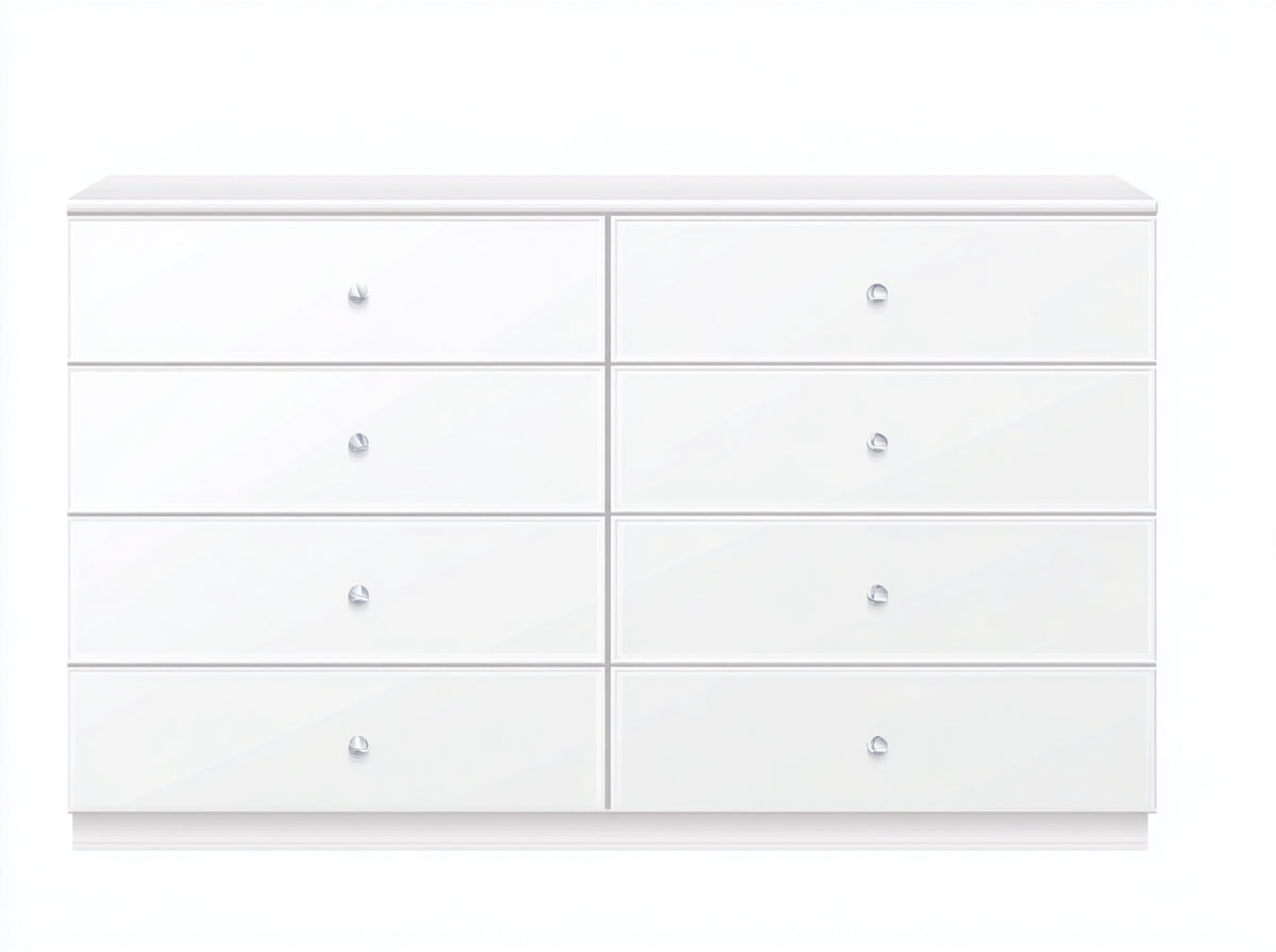 Commode - Bois - 158x41x79 cm - Blanc brillant - Moderne élégant