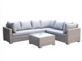Canapé de jardin - rotin-tissu - 238 x 208 x 78 cm - gris clair-gris perle - style moderne épuré