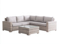 Canapé de jardin - rotin-tissu - 224 x 224 x 79 cm - beige clair-blanc cassé - style moderne épuré