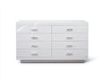 Commode - Bois - 150x42x80 cm - Blanc brillant - Moderne