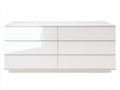 Commode - Bois - 156x40x76 cm - Blanc brillant - Minimaliste