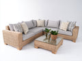 Canapé de jardin - rotin-tissu - 225 x 225 x 78 cm - marron clair-gris clair - style contemporain tressé