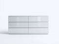 Commode - Bois - 150x40x74 cm - Blanc brillant - Minimaliste
