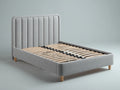 Lit double - Tissu-Bois - 210x168x112 cm - Gris clair-Bois naturel - Style moderne